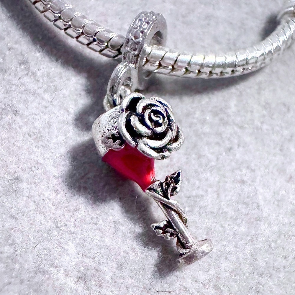 Rose Wine Glass Charm Pendant for Pandora Bracelet